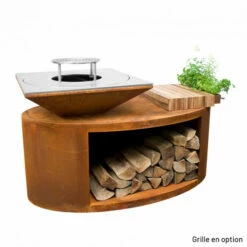 Braséro Plancha Artiss G3 Corten 90 Cm Acier Et Tablette Bois -Vente Napoléon brasero artiss g3 corten plancha acier carbone et tablette bois 2