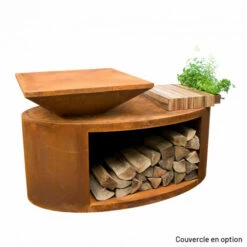 Braséro Plancha Artiss G3 Corten 90 Cm Acier Et Tablette Bois -Vente Napoléon brasero artiss g3 corten plancha acier carbone et tablette bois 4