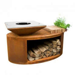 Braséro Plancha Artiss G3 Corten 90 Cm Acier Inoxydable Et Tablette Bois -Vente Napoléon brasero artiss g3 corten plancha acier inoxydable et tablette bois 2