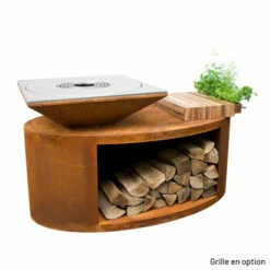 Braséro Plancha Artiss G3 Corten 90 Cm Acier Inoxydable Et Tablette Bois -Vente Napoléon brasero artiss g3 corten plancha acier inoxydable et tablette bois 3