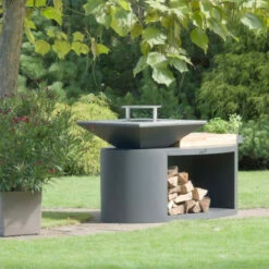 Braséro Plancha Artiss G3 Graphite 90 Cm Acier Inoxydable Et Tablette Granit