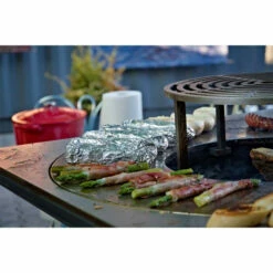 Braséro Plancha Artiss G4 Corten 90 Cm Plaque Acier Et Tablette Bois -Vente Napoléon brasero artiss g4 corten plancha acier carbone et tablette bois 6