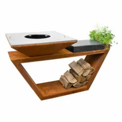 Braséro Plancha Artiss G4 Corten 90 Cm Plaque Inox Et Tablette Granit -Vente Napoléon brasero artiss g4 corten plancha acier inoxydable et tablette granite 3