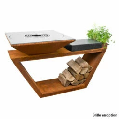 Braséro Plancha Artiss G4 Corten 90 Cm Plaque Inox Et Tablette Granit -Vente Napoléon brasero artiss g4 corten plancha acier inoxydable et tablette granite 5