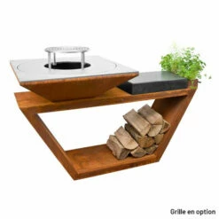 Braséro Plancha Artiss G4 Corten 90 Cm Plaque Inox Et Tablette Granit -Vente Napoléon brasero artiss g4 corten plancha acier inoxydable et tablette granite 6