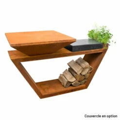 Braséro Plancha Artiss G4 Corten 90 Cm Plaque Inox Et Tablette Granit -Vente Napoléon brasero artiss g4 corten plancha acier inoxydable et tablette granite 8