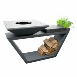 Braséro Plancha Artiss G4 Graphite 90 Cm Plaque Acier Et Tablette Granit