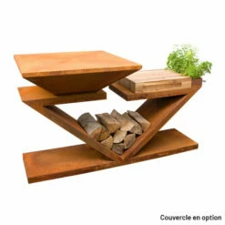 Braséro Plancha Artiss G5 Corten 90 Cm Acier Et Tablette Bois -Vente Napoléon brasero artiss g5 corten plancha acier carbone et tablette bois 4