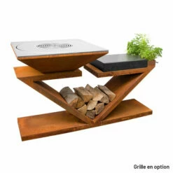 Braséro Plancha Artiss G5 Corten 90 Cm Plaque Acier Et Tablette Granit -Vente Napoléon brasero artiss g5 corten plancha acier carbone et tablette granite 4