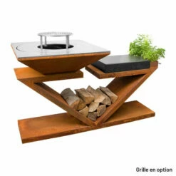 Braséro Plancha Artiss G5 Corten 90 Cm Plaque Inox Et Tablette Granit -Vente Napoléon brasero artiss g5 corten plancha acier inoxydable et tablette granite 5