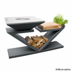 Braséro Plancha Artiss G5 Graphite 90 Cm Plaque Acier Et Tablette Bois -Vente Napoléon brasero artiss g5 graphite plancha acier carbone et tablette bois 4