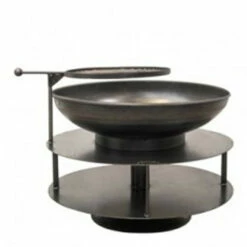 Braséro De Jardin Firepit Ring Of Logs Avec 1 Grille Ø90 X H70 Cm