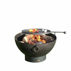Braséro De Jardin Firepit Solex Ø70 X 55cm Avec Grille Bbq