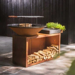 Braséro Plancha OFYR Island 100 Acier Corten Billot Céramique