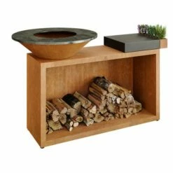 Braséro Plancha OFYR Island 85 Acier Corten Billot Céramique