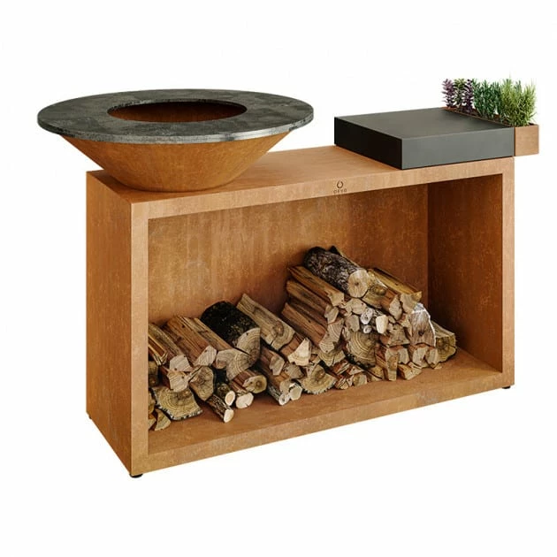 Braséro Plancha OFYR Island 85 Acier Corten Billot Céramique 3 Braséro Plancha OFYR Island 85 Acier Corten Billot Céramique
