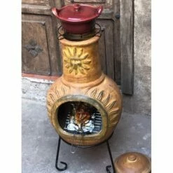 Cheminée Mexicaine Extérieure Grand Modèle 106 Cm Soleil Jaune -Vente Napoléon cheminee mexicaine gm 106cm soleil jaune sur base 3