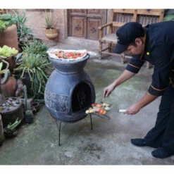 Cheminée Mexicaine Sur Base Avec Grille Inox Mexico Trade Center Jumbo 113 Cm Brun -Vente Napoléon cheminee mexicaine jumbo brun 113cm sur base avec grille inox 2