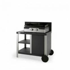 Ensemble Plancha Gaz Le Marquier Allure 260 Duo Avec Capot Sur Desserte Acier/inox