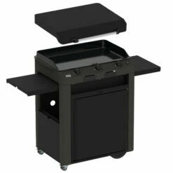 Ensemble Plancha Gaz Eno Fusion 75 Acier Sur Chariot + Capot