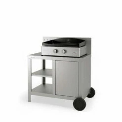 Ensemble Plancha Gaz Le Marquier Allure 260 Inox Avec Capot Sur Chariot Inox