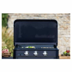 Plancha Gaz Eno 80 Enosign Blue Navy 3 Brûleurs 70 X 40 Avec Couvercle