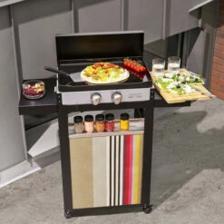 Plancha Gaz Le Marquier La Plancha Française 250 2 Brûleurs 50 X 35 Avec Capot + Chariot -Vente Napoléon plancha gaz 250duo la plancha francaise 2