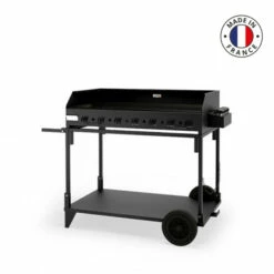 Ensemble Plancha Gaz Le Marquier Pakita 4105 Acier Noir 4 Brûleurs 105 X 55 Avec Desserte
