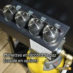 Ensemble Plancha Gaz Le Marquier Pakita 4105 Acier Noir 4 Brûleurs 105 X 55 Avec Desserte -Vente Napoléon plancha gaz le marquier pakita 4105 acier noir sur chariot 5